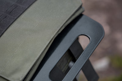 close up of the bottom handle on the Strata Weight Vest Plate