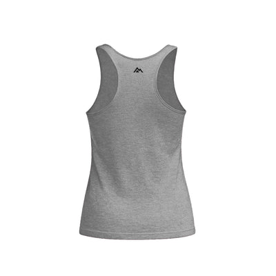 The REP Fitness Women's Daily Driver Tri-Blend Tank in Heather Gray/Black back