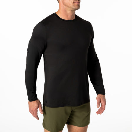The REP Fitness Men's Delta Long Sleeve Crew T-Shirt in Heather Black front