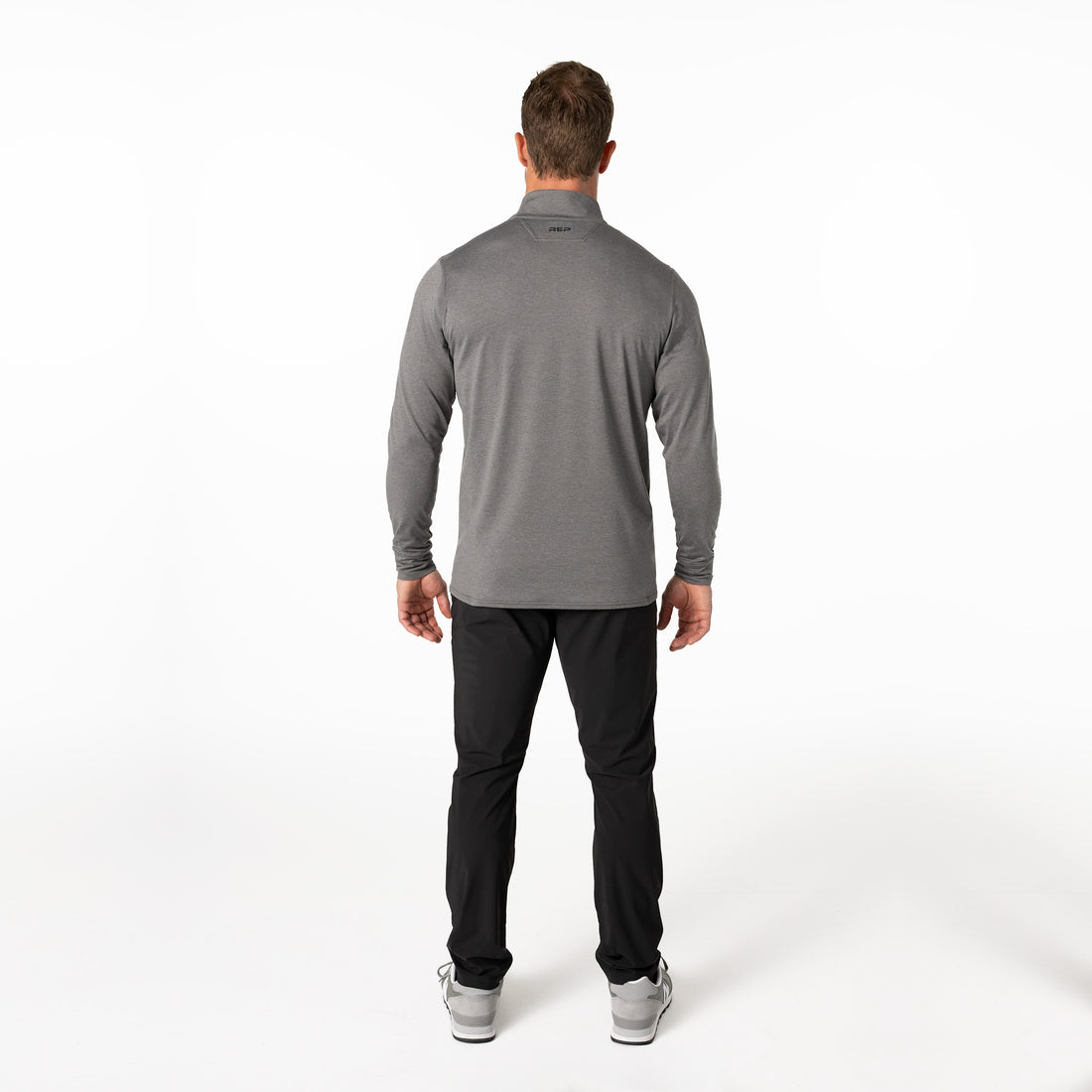 The REP Fitness Men's Apollo Half Zip in Heather Cool Gray back