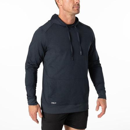 The REP Fitness Men's Apollo Hoodie in Heather Navy front