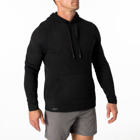 The REP Fitness Men's Stratix Hoodie in Black front