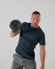 Athlete wearing the REP Fitness Men's Aerix Tee in Heather Aqua Gray, Heather Black, Heather Navy