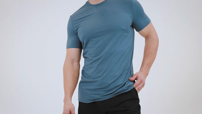 Athlete wearing the REP Fitness Men's Delta Shirt in Slate