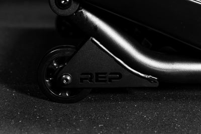 Close-up of the front wheels on the Strive Curved Treadmill