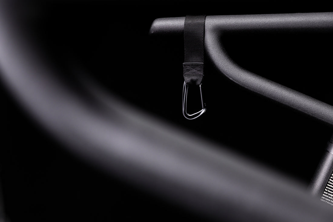 Close-up shot of the Curved Treadmill Straps on the Strive Curved Treadmill handlebars