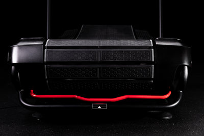 Close-up shot of the deck angle adjustment handle on the Strive Curved Treadmill