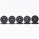 Full set of Black Bumper Plate Pairs: 10, 15, 25, 35, and 45lb pairs.